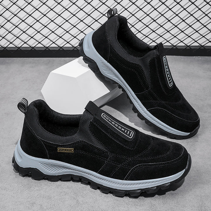 Men's slipper sneaker in suede leather look with non-slip tread sole Mune Fashion