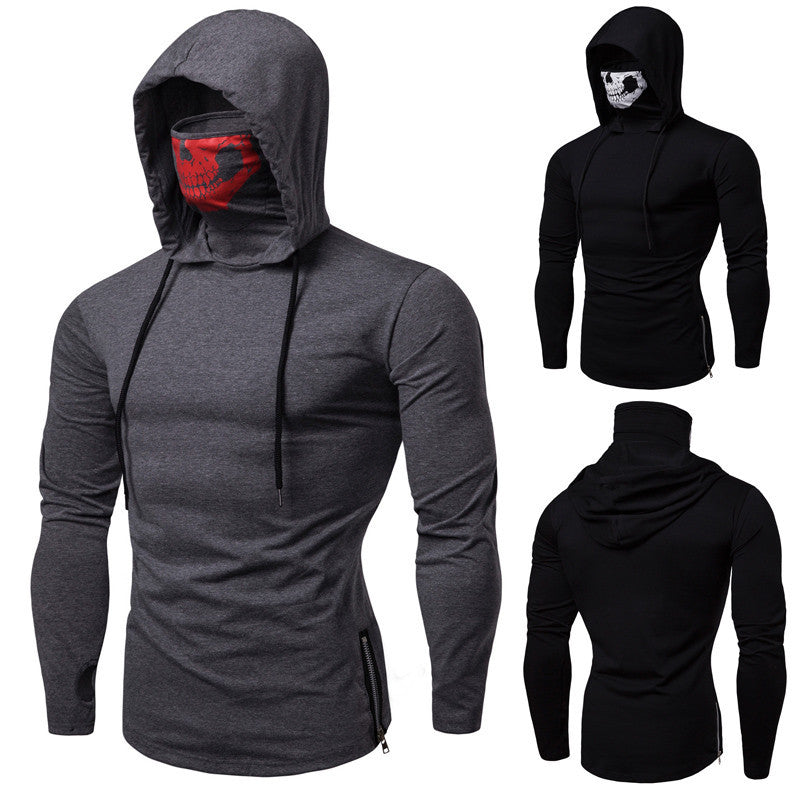 Men's Slim-Fit Hoodie with Integrated Skull Face Mask Mune Fashion