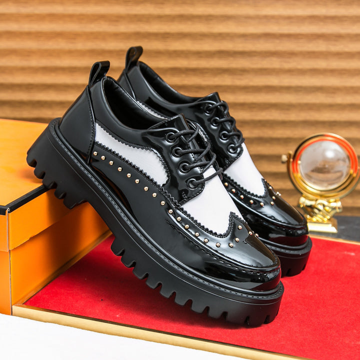 Women’s Platform Brogue Derby with distinctive profile sole and patent leather look Mune Fashion