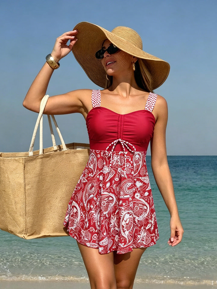 Women's swim dress with floral top and casual skirt Mune Fashion