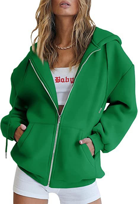 Women oversized hoodie jacket with full zip and kangaroo pockets Mune Fashion