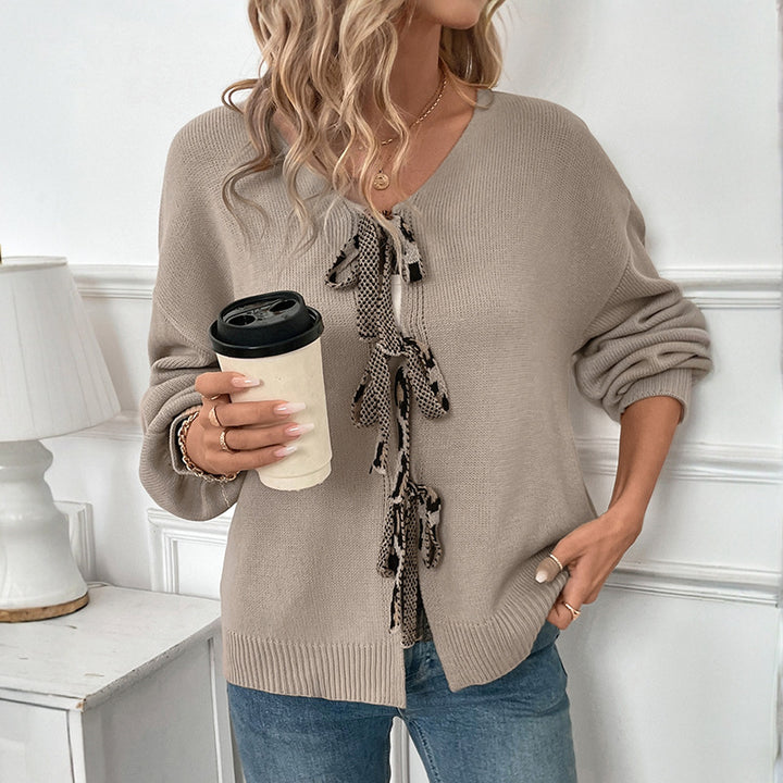 Women Casual Knit Sweater with Bow Details Mune Fashion