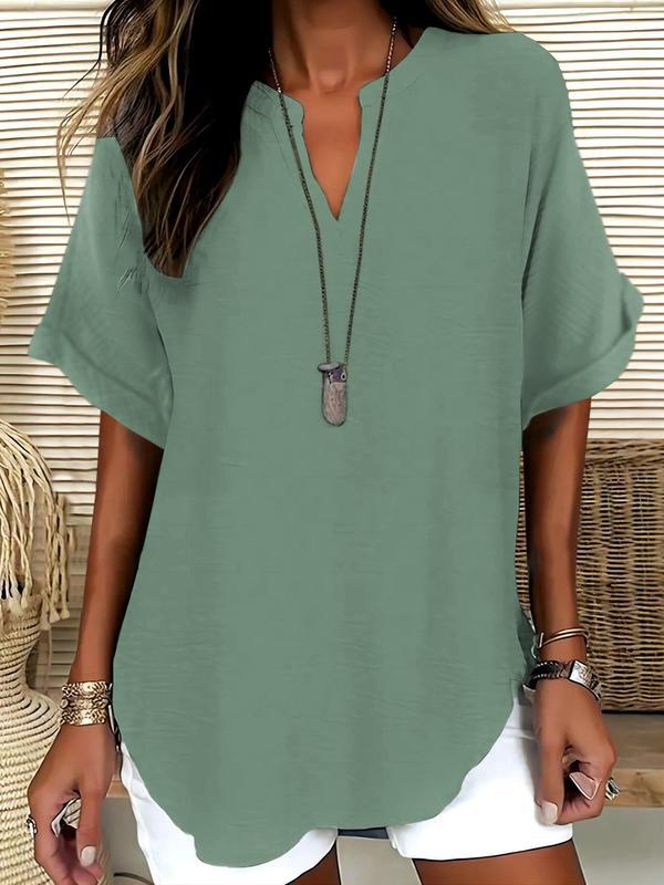 Ladies casual tunic with V-neck and wide-cut sleeves Mune Fashion