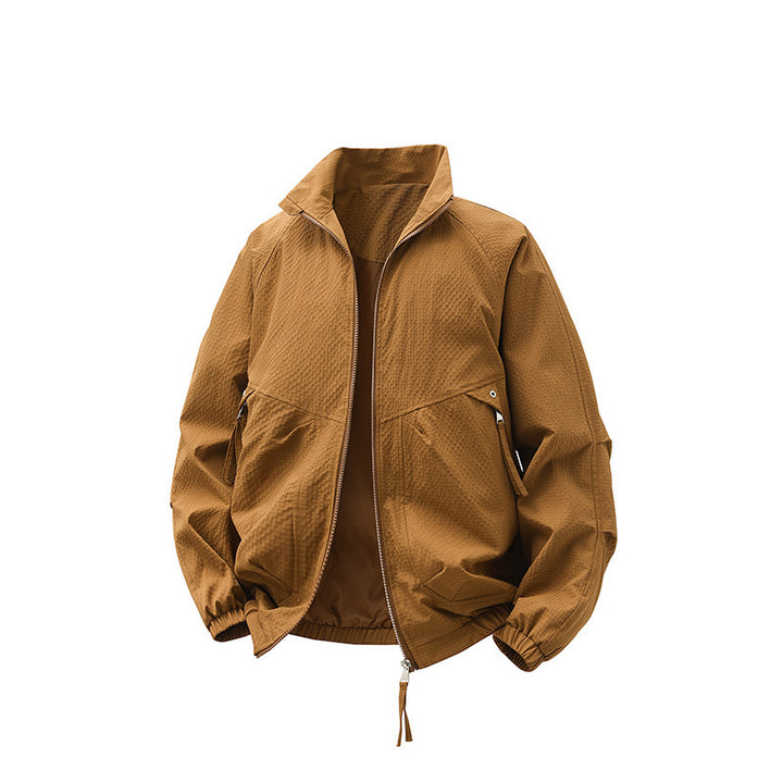 Men Lightweight Windbreaker with High Collar Mune Fashion