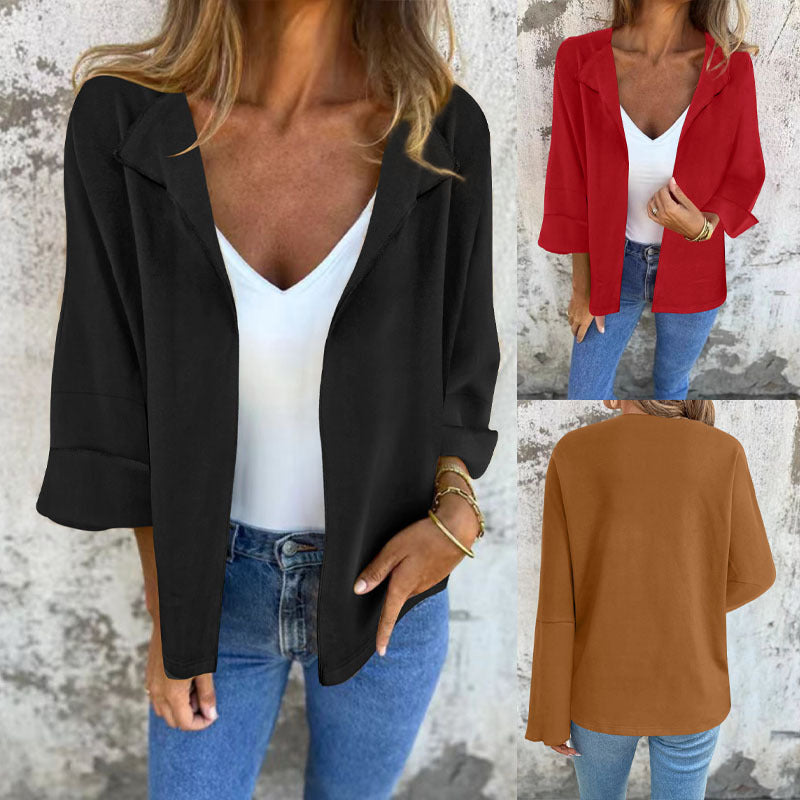 Women's Lightweight Oversized Blazer Coat with Open Cut and Wide Sleeves Mune Fashion