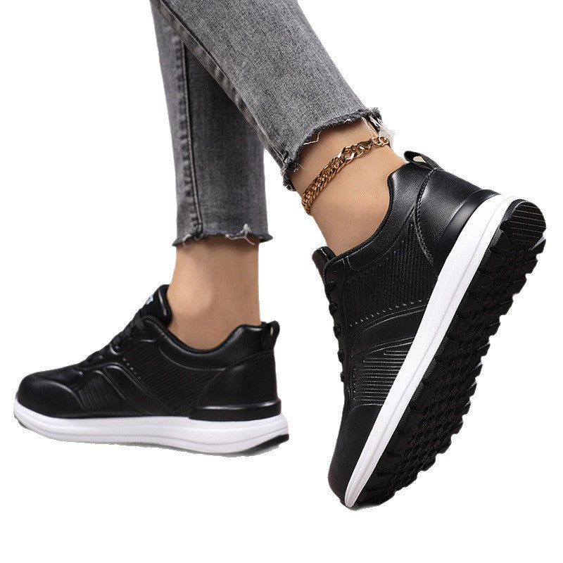 Women's Casual Platform Sneakers with Shock-Absorbing Memory Midsole and Leather Look Mune Fashion