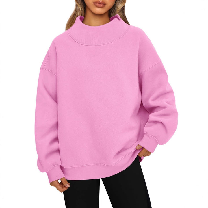 Women's oversized sweatshirt with high stand-up collar and dropped shoulder Mune Fashion
