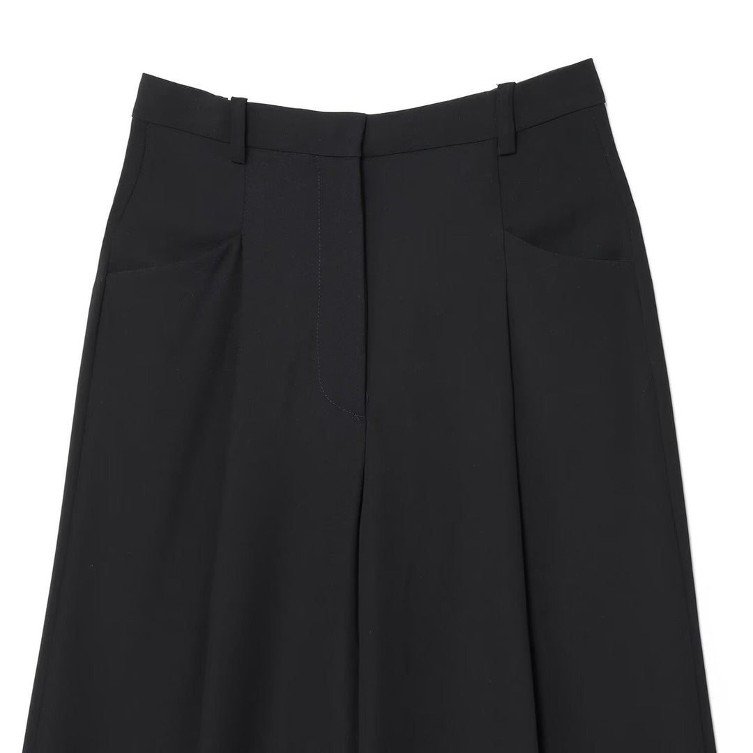 Women's Wide High-Waisted Pleated Trousers with Crease and Wide Leg Mune Fashion