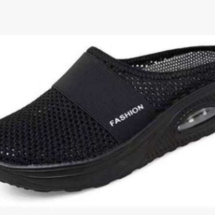 Ladies Breathable Knit Mule with Air Cushion Platform Mune Fashion