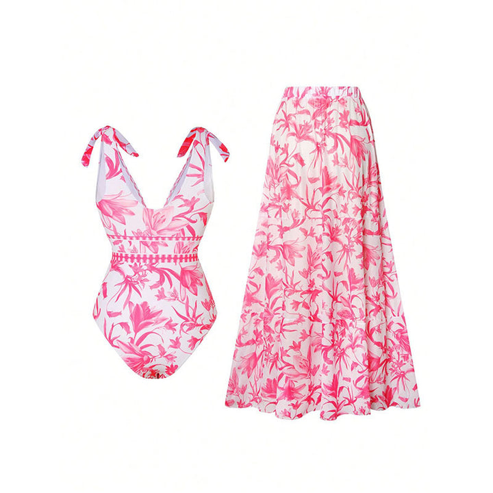Women's swimsuit set with floral design and matching skirt Mune Fashion