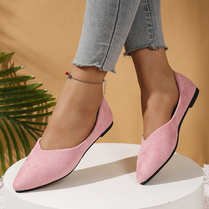 Women's pointed ballerina slippers in suede look with padded comfort insole Mune Fashion