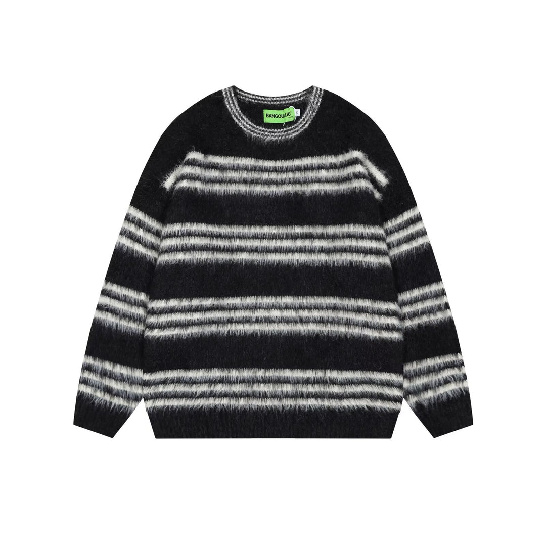 Women's Cozy Striped Chunky Knit Sweater Mune Fashion