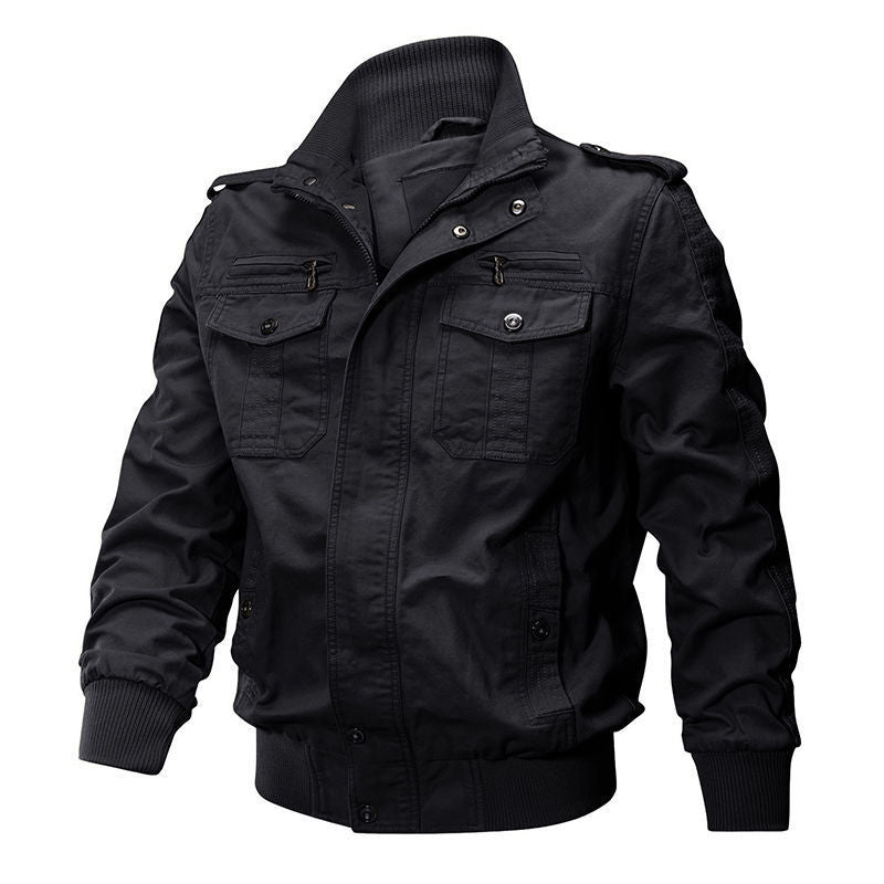Men's nan Canvas Utility Blouson with high collar, flap pockets, and elastic hem
