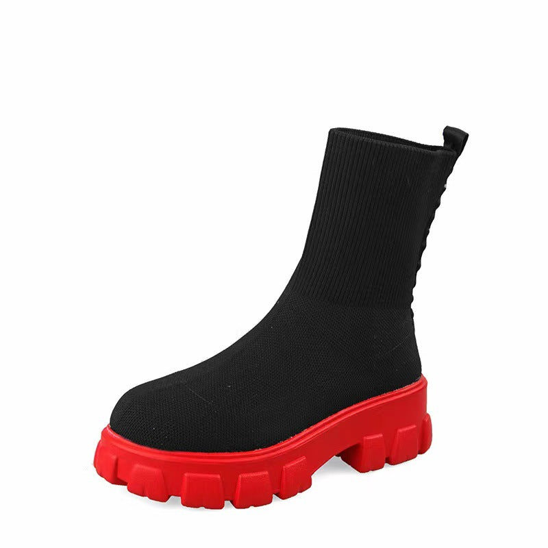 Women's knit ankle boots with sock-like shaft and distinctive profile sole Mune Fashion