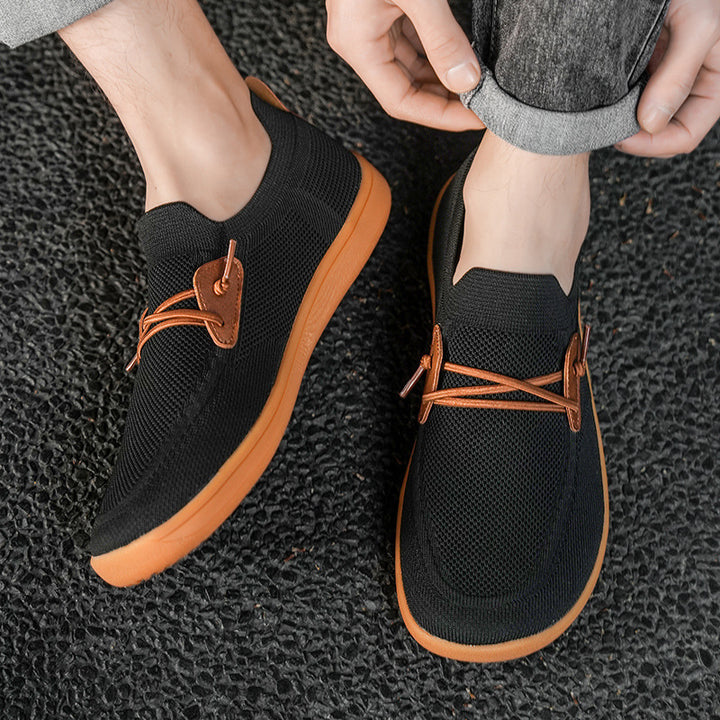 Men's breathable knit slip-on sneakers with elastic entry and cushioned lightweight sole Mune Fashion