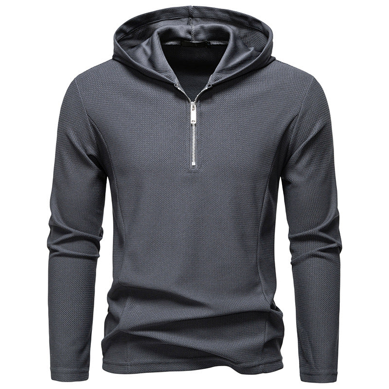 Men's Lightweight Textured Half-Zip Hoodie with Breathable Mesh Mune Fashion