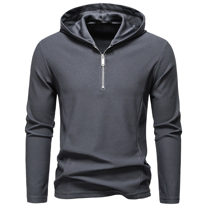 Men's Lightweight Textured Half-Zip Hoodie with Breathable Mesh Mune Fashion