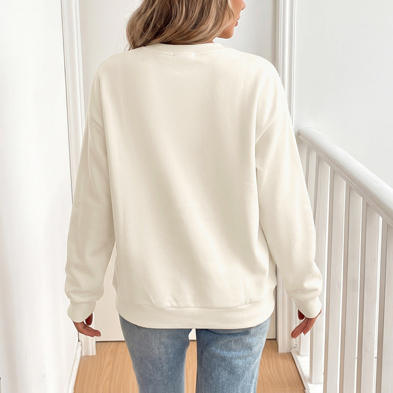 Women's oversized sweatshirt with embroidered bow motif and round neck Mune Fashion