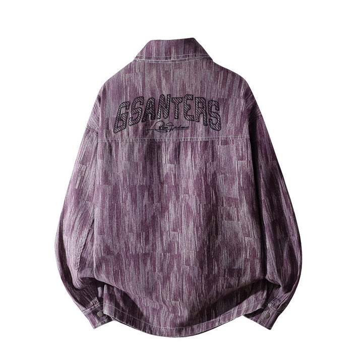Men's Oversized Shirt Jacket with Structural Print, Snap Button Placket & Patch Chest Pocket Mune Fashion