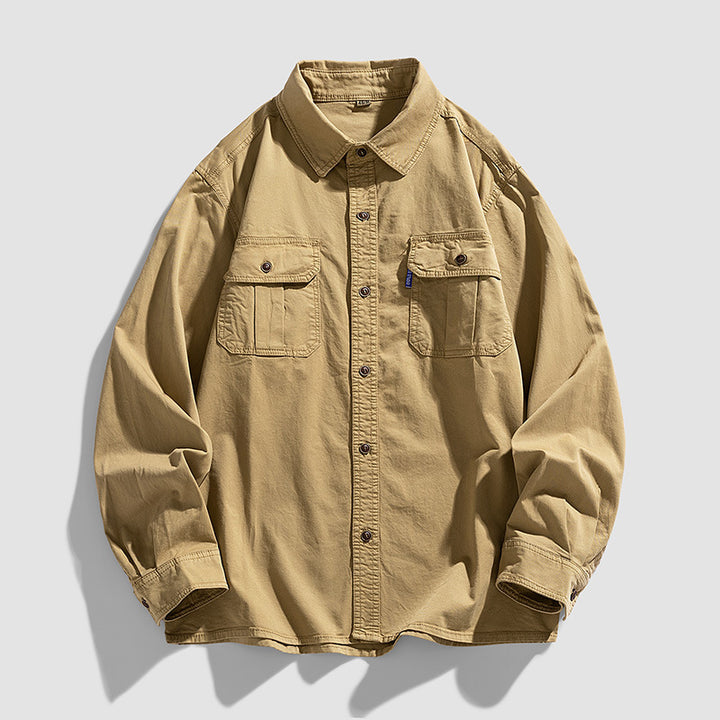 Men's overshirt made of sturdy cotton twill with flap pockets and a continuous button placket Mune Fashion