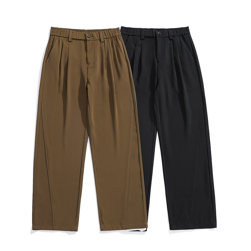 Damen Weiche Bundfalten-Hose mit elastischem Komfortbund und weitem Bein Mune Fashion