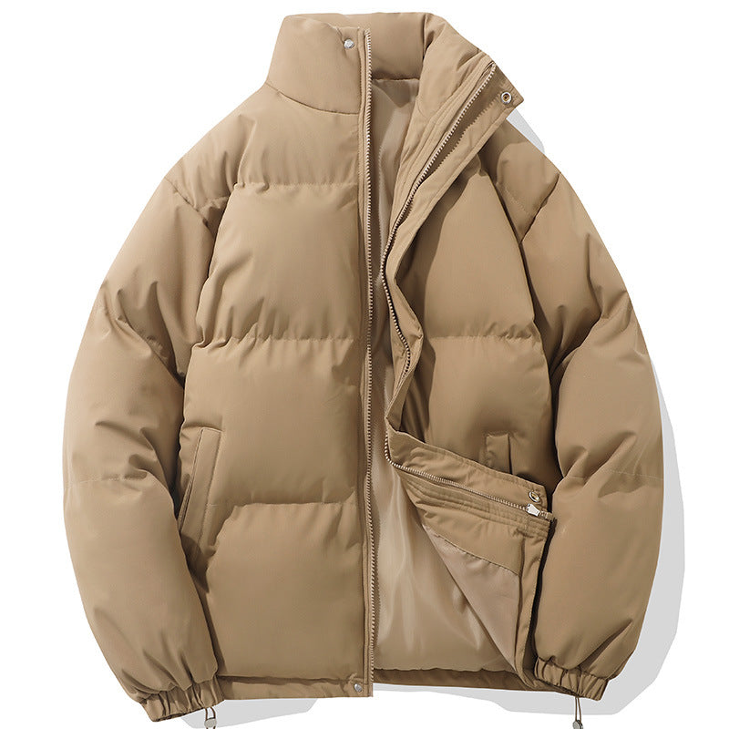 Men's warming puffer jacket with high stand-up collar, concealed two-way zipper and elastic cuffs Mune Fashion