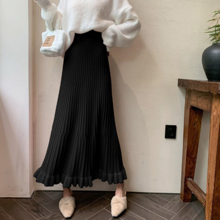 Women's Elegant Pleated Skirt with Ruffles Mune Fashion
