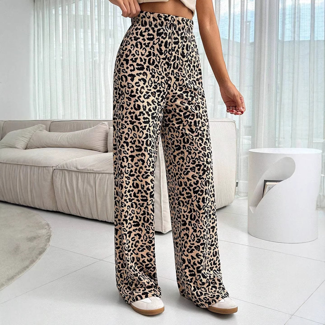 Women Fashionable Leopard Print Palazzo Pants Mune Fashion