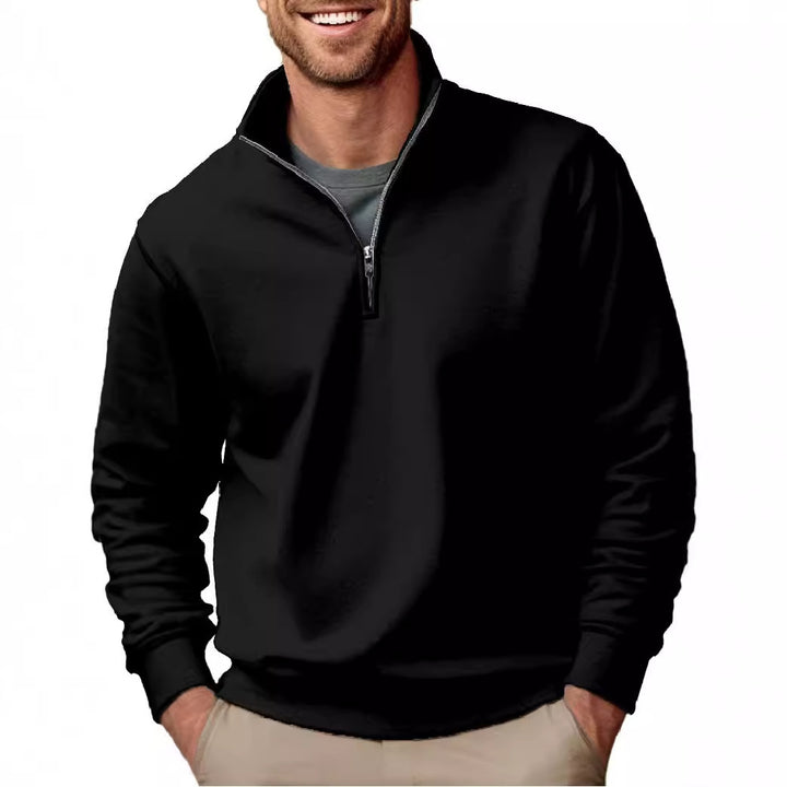 Men's half-zip sweatshirt with stand-up collar and soft fleece interior lining Mune Fashion