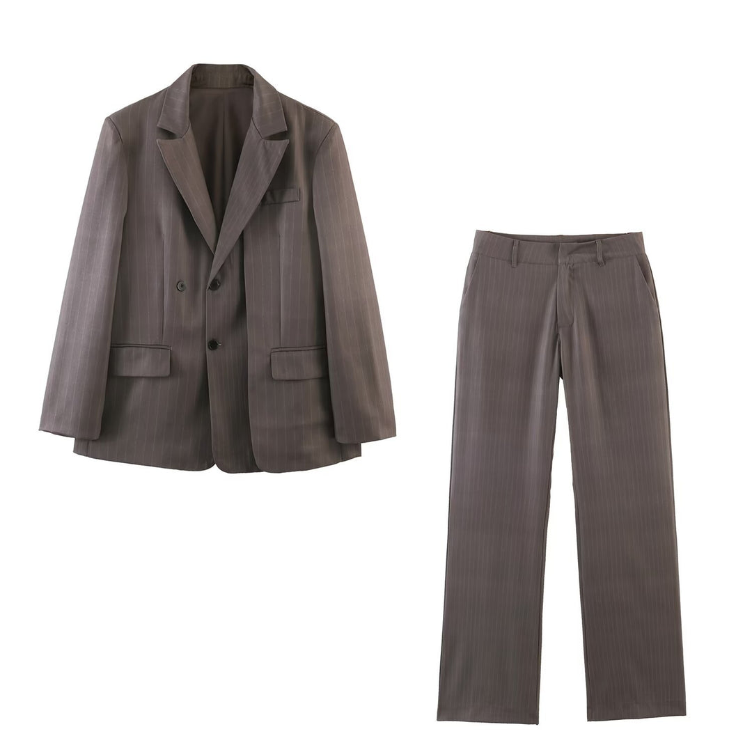 Women's pinstripe blazer in oversized cut with double-breasted button placket Mune Fashion