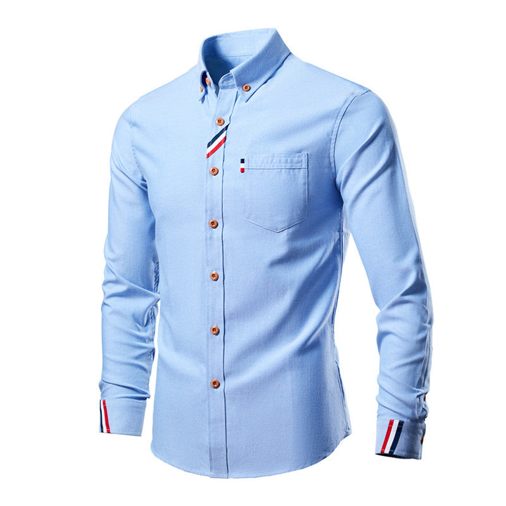 Men's slim-fitting business shirt with button-down collar and contrast trim on cuffs Mune Fashion