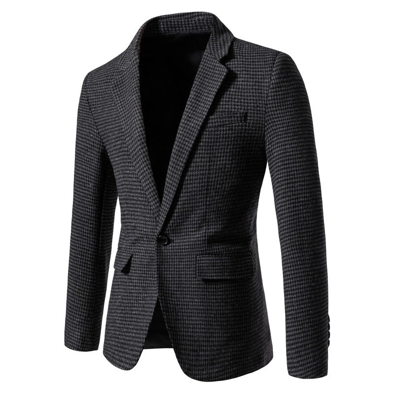Men's slim houndstooth blazer with structured woven look, single-button closure and stretch comfort Mune Fashion