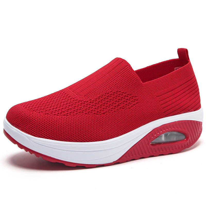 Women's knitted slipper with hidden wedge sole and visible air chamber Mune Fashion