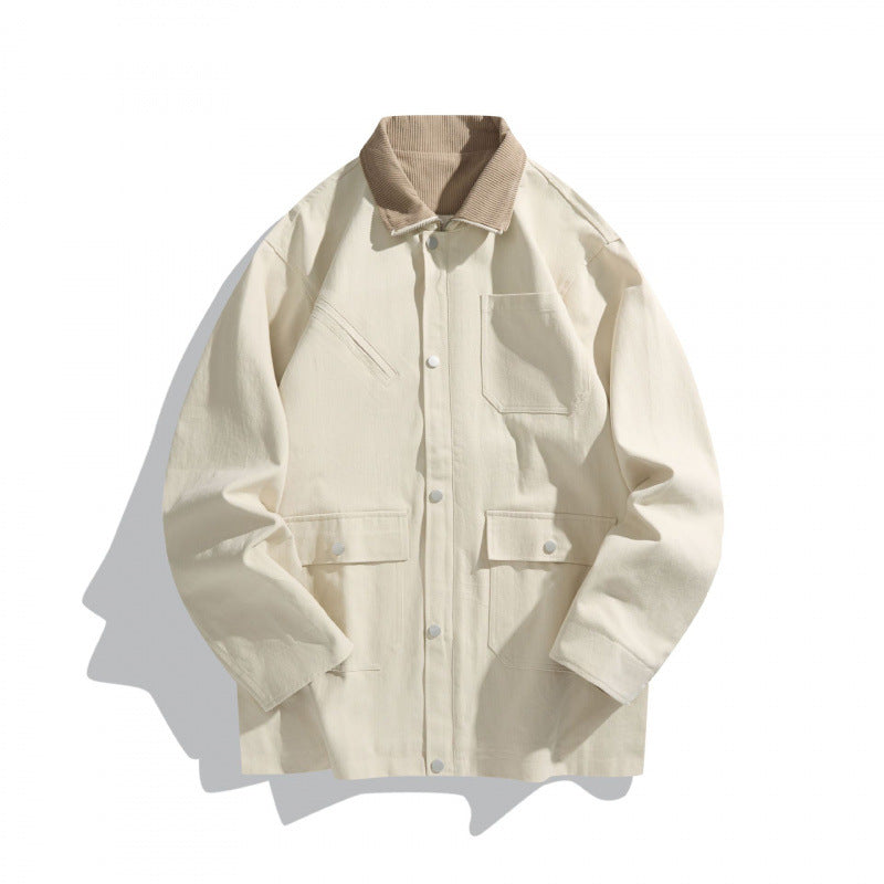 Unisex Boxy Canvas Field Jacket with Contrast Cord Collar and Utility Pockets Mune Fashion