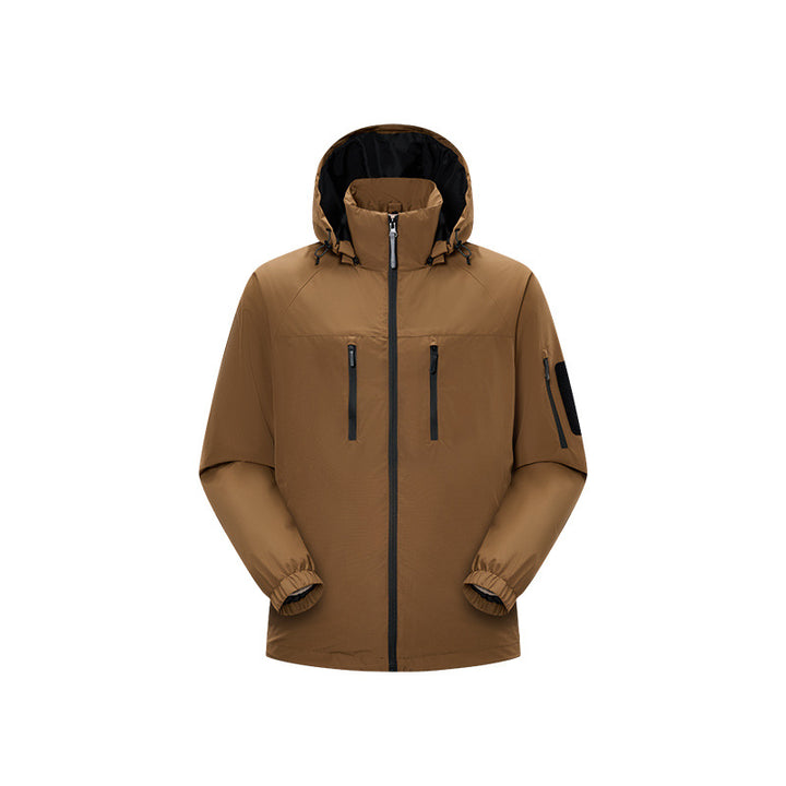 Men's technical, wind- and water-repellent hooded jacket with chest zip pockets and sleeve utility pocket Mune Fashion
