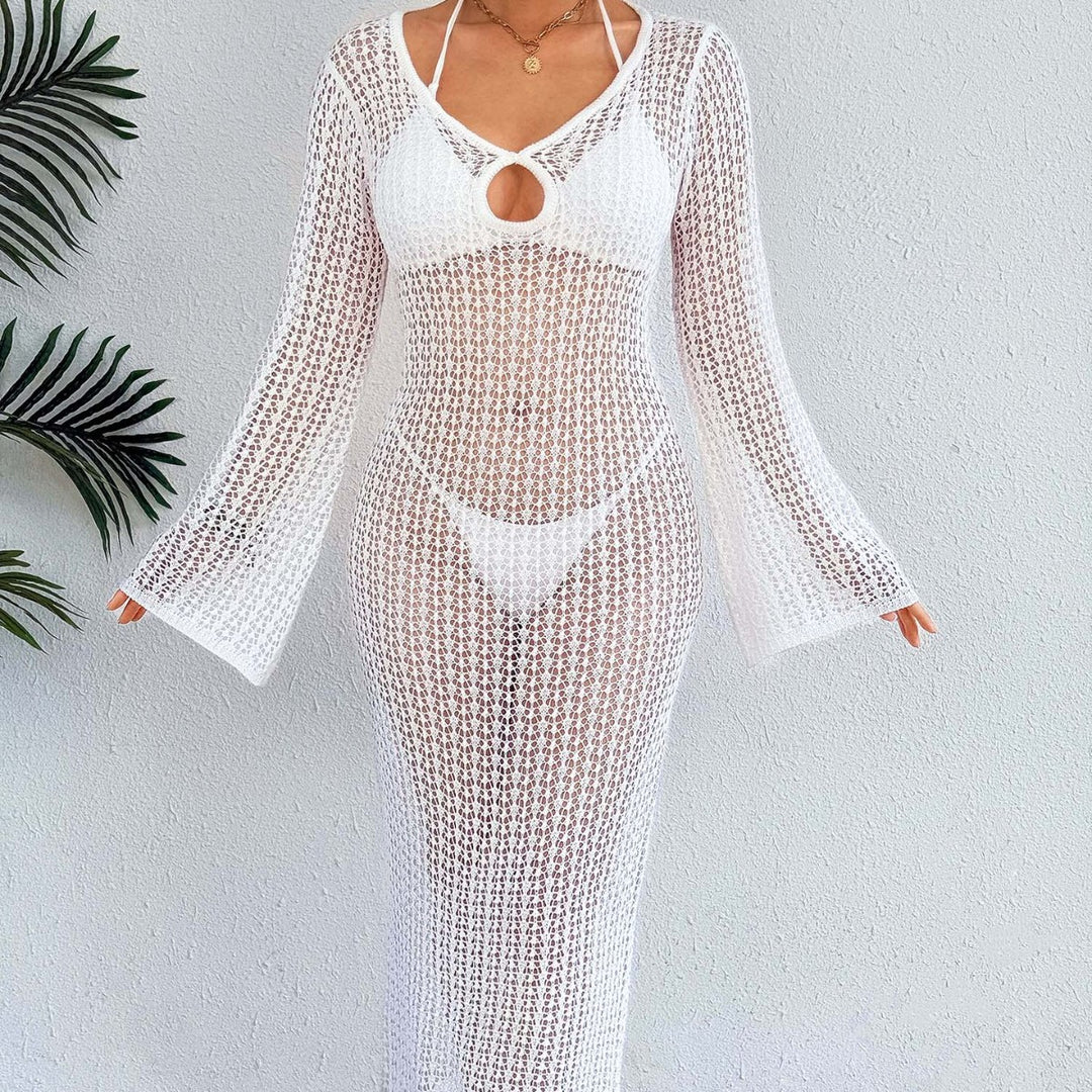 Ladies Crochet Beach Dress with Elegant Slit Mune Fashion