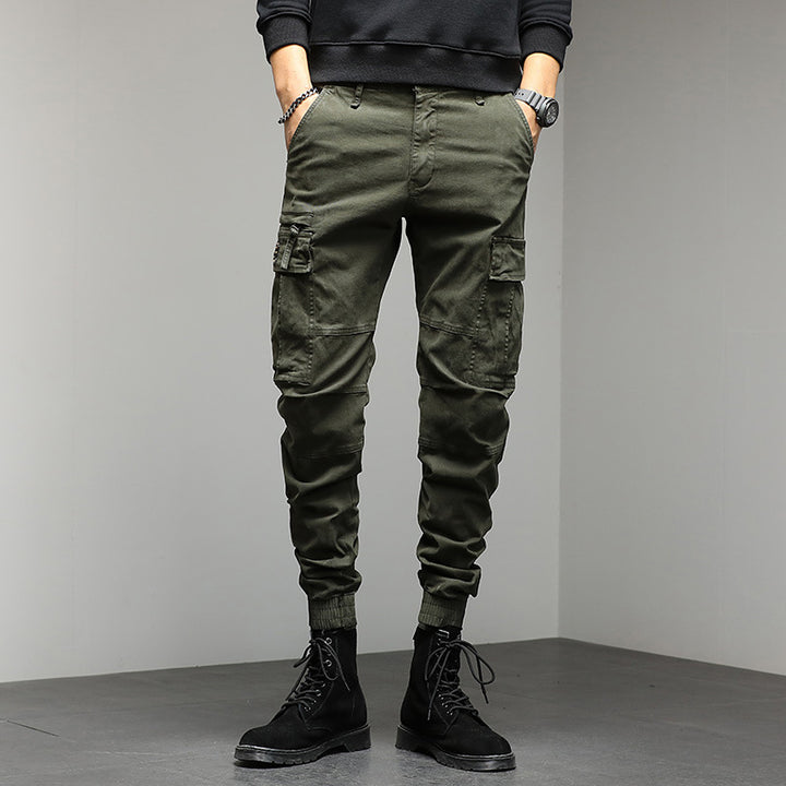 Herren Cargo-Joggerhose mit Knieabnähern elastischem Bund und Mehrfachtaschen Mune Fashion
