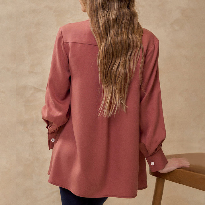 Women's Oversized Shirt with Pleats and Balloon Sleeves Mune Fashion