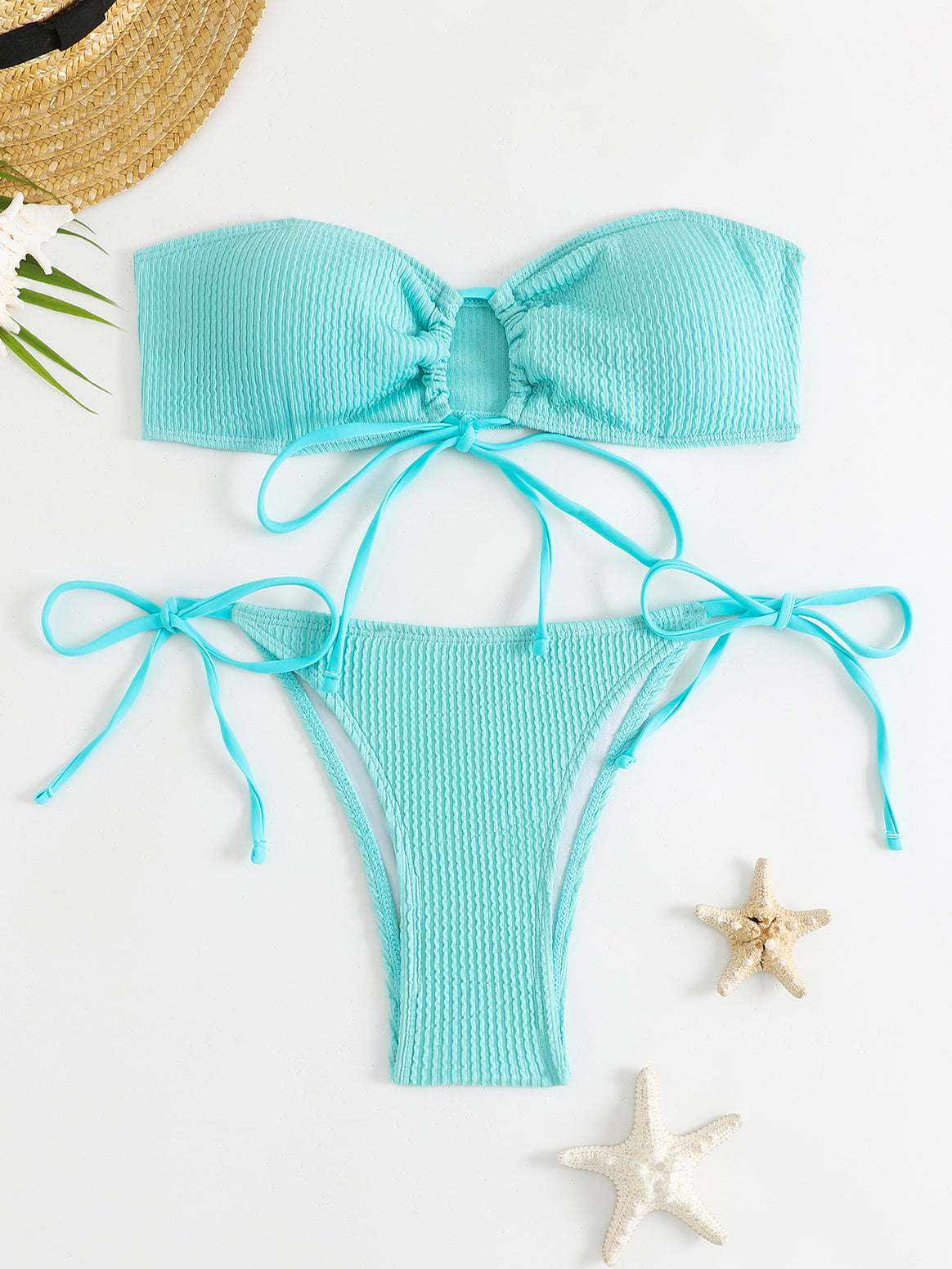 Women's bandeau bikini set with Velcro closure and adjustable ties Mune Fashion