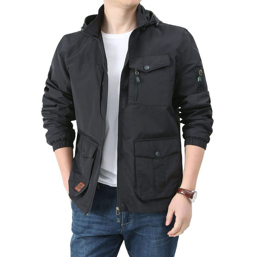 Men's Urban-Utility Field Jacket with Hood, Multiple Pockets and Elastic Cuffs Mune Fashion