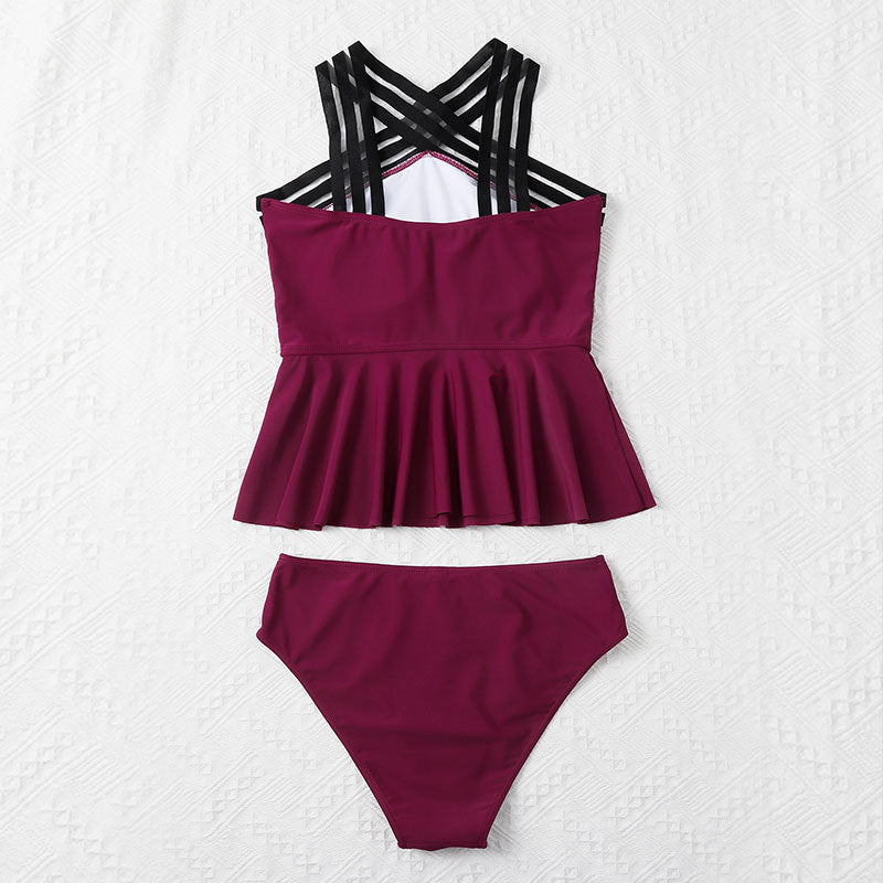 Women's sporty tankini with stylish ruffle trim Mune Fashion