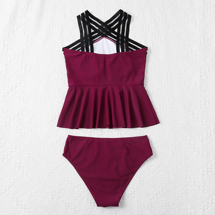 Women's sporty tankini with stylish ruffle trim Mune Fashion