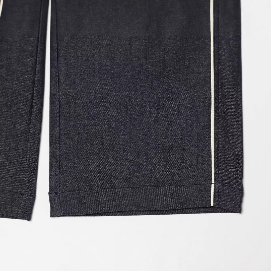 Women Wide Cut Lounge Pants with Drawstring and Contrast Piping Mune Fashion