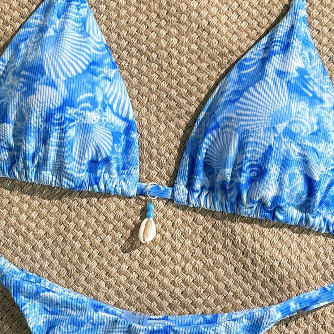 Women sexy triangle bikini with maritime flower design Mune Fashion