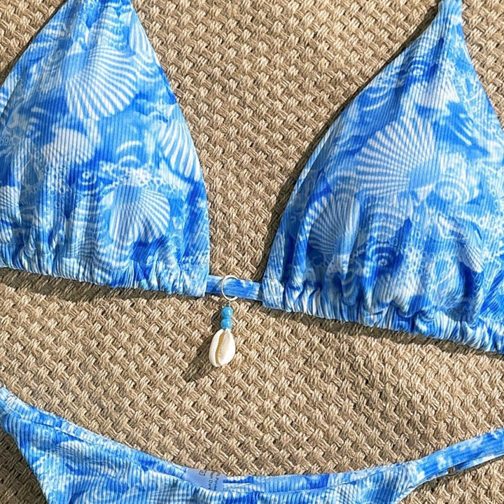 Women sexy triangle bikini with maritime flower design Mune Fashion