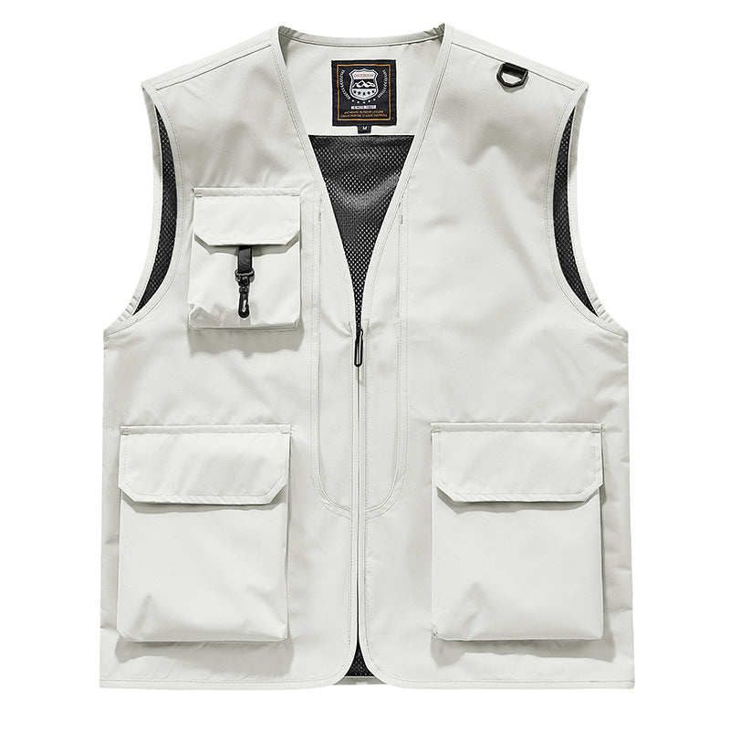 Unisex Multi-pocket Utility Vest with Mesh Lining, D-Ring, and Durable Exterior Pockets Mune Fashion