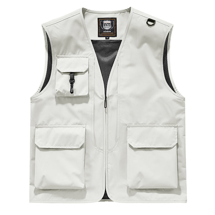 Men's Visible Multifunctional Utility Vest with Mesh Lining, Multiple Pockets and D-Ring Drun