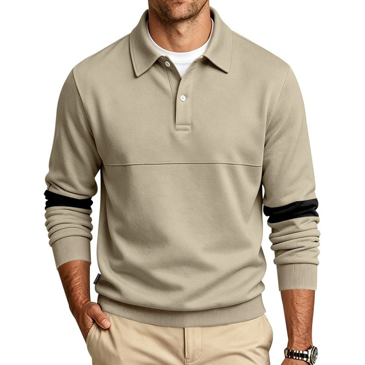 Men's sporty-casual polo sweatshirt with half-button placket and sleeve contrast Mune Fashion