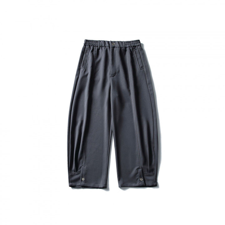 Men's loose ankle-length pleated pants with elastic waistband and adjustable hem Mune Fashion
