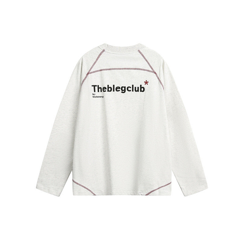 Unisex Relaxed-Fit Long Sleeve Shirt with Crew Neck, Contrasting Flatlock Seams and Soft Loopback Finish Mune Fashion
